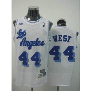 NBA Lakers 44 Jerry West White Throwback Men Jersey