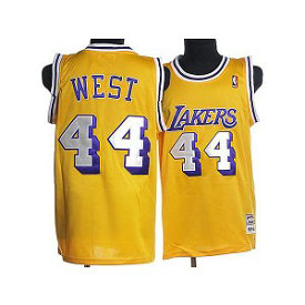 NBA Lakers 44 Jerry West Yellow Throwback Men Jersey