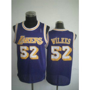 NBA Lakers 52 Jamaal Wilkes Purple Throwback Men Jersey