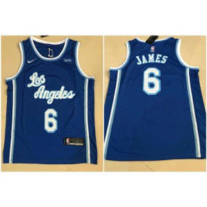 NBA Lakers 6 James Blue Nike Men Jersey
