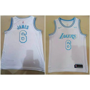 NBA Lakers 6 James City White Men Jersey
