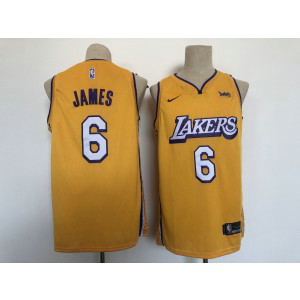 NBA Lakers 6 James Yellow Nike Men Jersey
