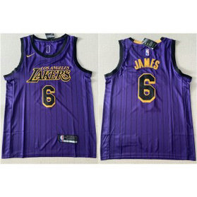 NBA Lakers 6 LeBron James Purple City Edition Nike Men Jersey