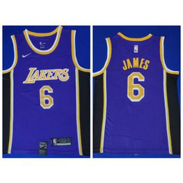 NBA Lakers 6 LeBron James Purple Nike Men Jersey 1