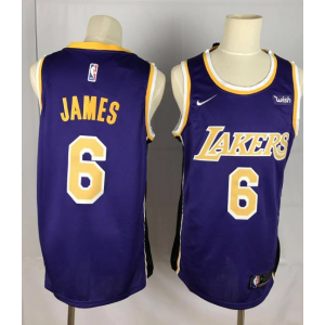 NBA Lakers 6 LeBron James Purple Nike Men Jersey With wish Logo