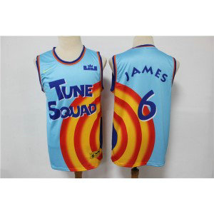 NBA Lakers 6 LeBron James Space Jam Tune Squad Blue Men Jersey
