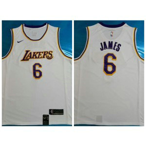 NBA Lakers 6 LeBron James White Nike Men Jersey 1