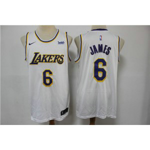 NBA Lakers 6 LeBron James White Nike Men Jersey
