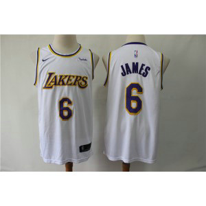 NBA Lakers 6 LeBron James White Nike Men Jersey With Logo