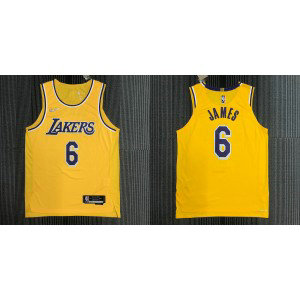NBA Lakers 6 LeBron James Yellow New AU Style Men Jersey
