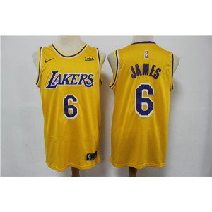 NBA Lakers 6 LeBron James Yellow Nike Men Jersey
