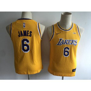 NBA Lakers 6 LeBron James Yellow Nike Youth Jersey With Logo