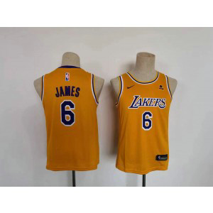 NBA Lakers 6 LeBron James Yellow Youth Jersey 1