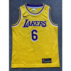 NBA Lakers 6 LeBron James Yellow Youth Jersey