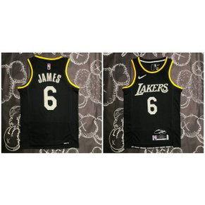 NBA Lakers 6 Lebron James Black 2022 New Season Nike Men Jersey