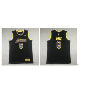 NBA Lakers 6 Lebron James Black Gold Nike Men Jersey