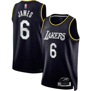 NBA Lakers 6 Lebron James Blue 75th Anniversary Men Jersey