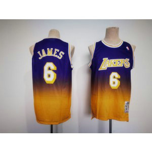 NBA Lakers 6 Lebron James Drift Hardwood Classics Men Jersey