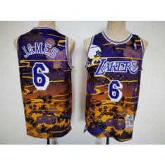 NBA Lakers 6 Lebron James Hardwood Classics Men Jersey