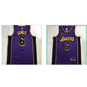 NBA Lakers 6 Lebron James Purple 2022-23 Jordan Men Jersey