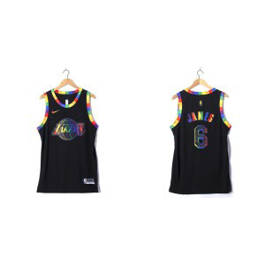 NBA Lakers 6 Lebron James Rainbow Nike Men Jersey