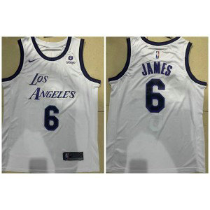 NBA Lakers 6 Lebron James White 2022 New Season Nike Men Jersey