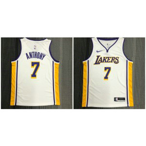 NBA Lakers 7 Carmelo Anthony White V neck Nike Men Jersey