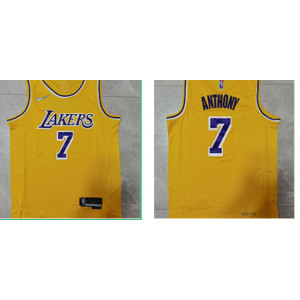 NBA Lakers 7 Carmelo Anthony Yellow 75th Anniversary Men Jersey