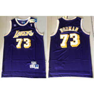 NBA Lakers 73 Dennis Rodman Purple Hardwood Classics Men Jersey