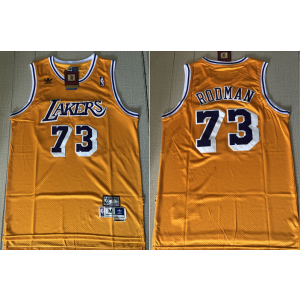 NBA Lakers 73 Dennis Rodman Yellow Hardwood Classics Men Jersey