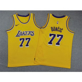 NBA Lakers 77 Luka Don?i? Yellow Nike Youth Jersey
