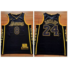 NBA Lakers 8 & 24 Kobe Bryant Black Retirement Commemorative Men Jersey