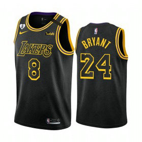 NBA Lakers 8 & 24 Kobe Bryant With Gigi Patch Black Men Jersey