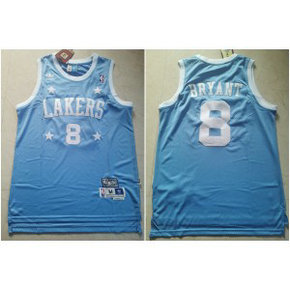 NBA Lakers 8 Kobe Bryant Light Blue Hardwood Classics Men Jersey