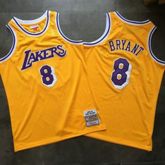 NBA Lakers 8 Kobe Bryant Swingman Yellow Men Jersey