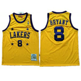 NBA Lakers 8 Kobe Bryant Yellow 2004-05 Hardwood Classics Men Jersey