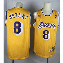 NBA Lakers 8 Kobe Bryant Yellow Hardwood Classics Men Jersey
