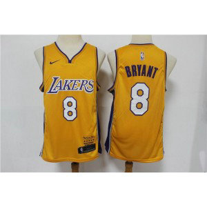NBA Lakers 8 Kobe Bryant Yellow Men Jersey