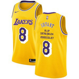 NBA Lakers 8 Kobe Bryant Yellow Nike R.I.P Men Jersey