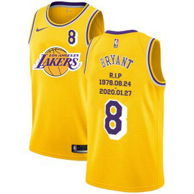 NBA Lakers 8 Kobe Bryant Yellow Nike R.I.P Swingman Men Jersey