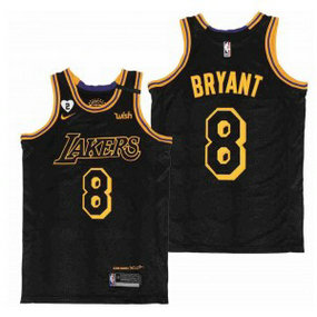 NBA Lakers 8 Kobe Mamba Black Gigi Patch Men Jersey
