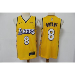 NBA Lakers 8 kobe Bryant Yellow 2020 City Edition Nike Men Jersey