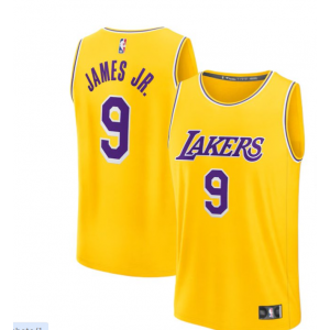 NBA Lakers 9 Bronny James Yellow Men Jersey