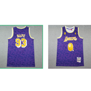 NBA Lakers 93 Bape Purple Hardwood Classics Men Jersey