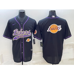 NBA Lakers Blank Black Baseball Logo Men Jersey