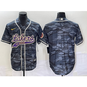 NBA Lakers Blank Black Camo Baseball Nike Men Jersey
