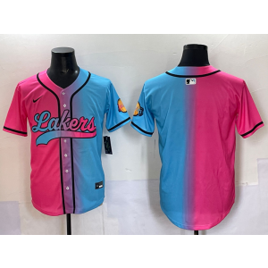 NBA Lakers Blank Blue Pink Split Baseball Vapor Limited Men Jersey