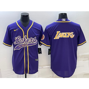 NBA Lakers Blank Purple Baseball Logo Men Jersey