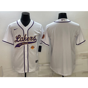 NBA Lakers Blank White Baseball Nike Men Jersey 1