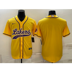 NBA Lakers Blank Yellow Baseball Men Jersey
